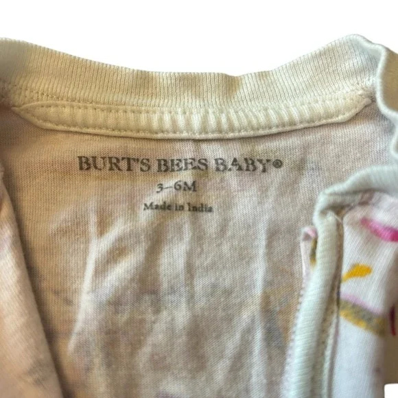 Burt's Bees Baby Girls 3-6M Pajamas Full Zip Pink Dragonfly One Piece Organic - Picture 6 of 8